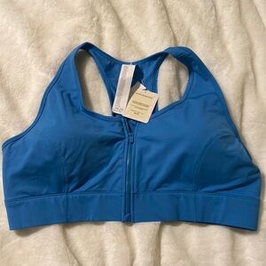 Fabletics Front-Zip Blue Sports Bra